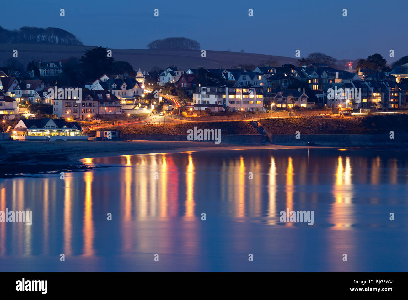 Gyllyingvase Strand in der Nacht Stockfoto