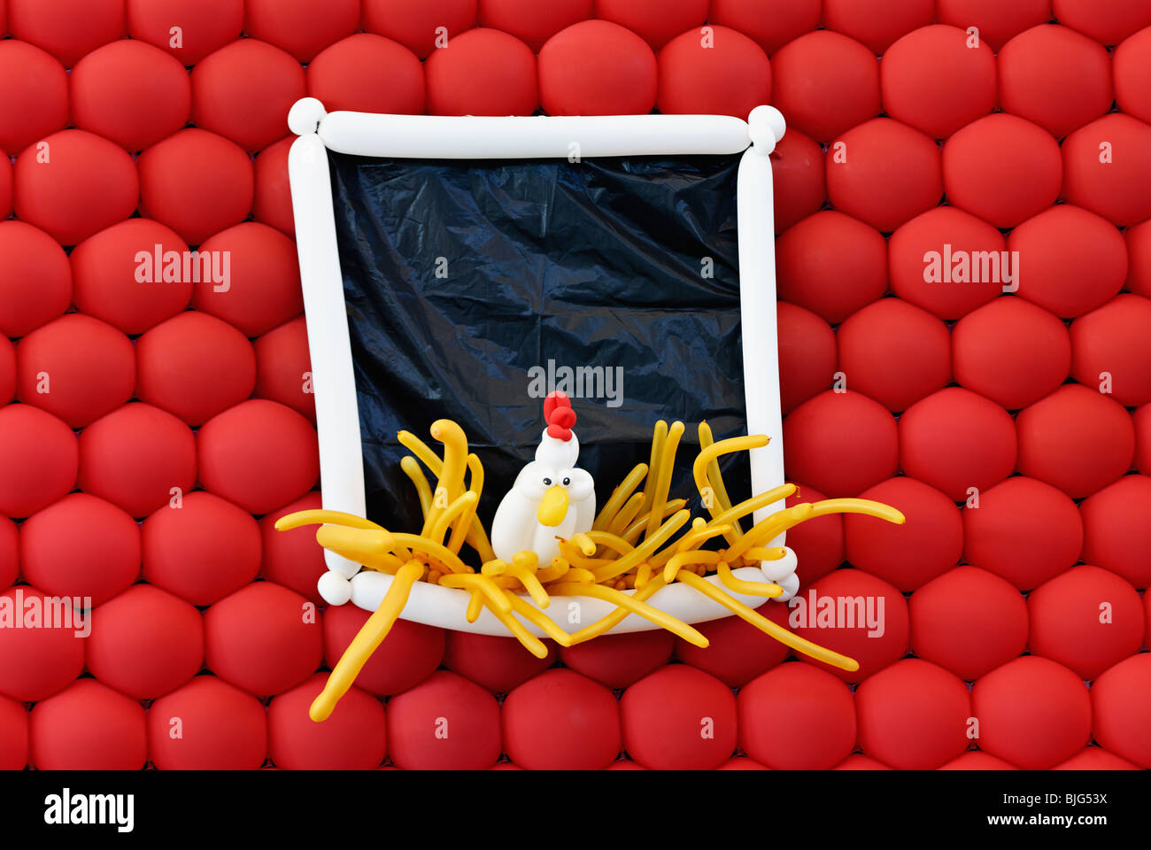 Anzeige des Ballons gemacht auszusehen wie ein Huhn in einer Scheune an der 2009 Kentucky State Fair in Louisville, Kentucky Stockfoto