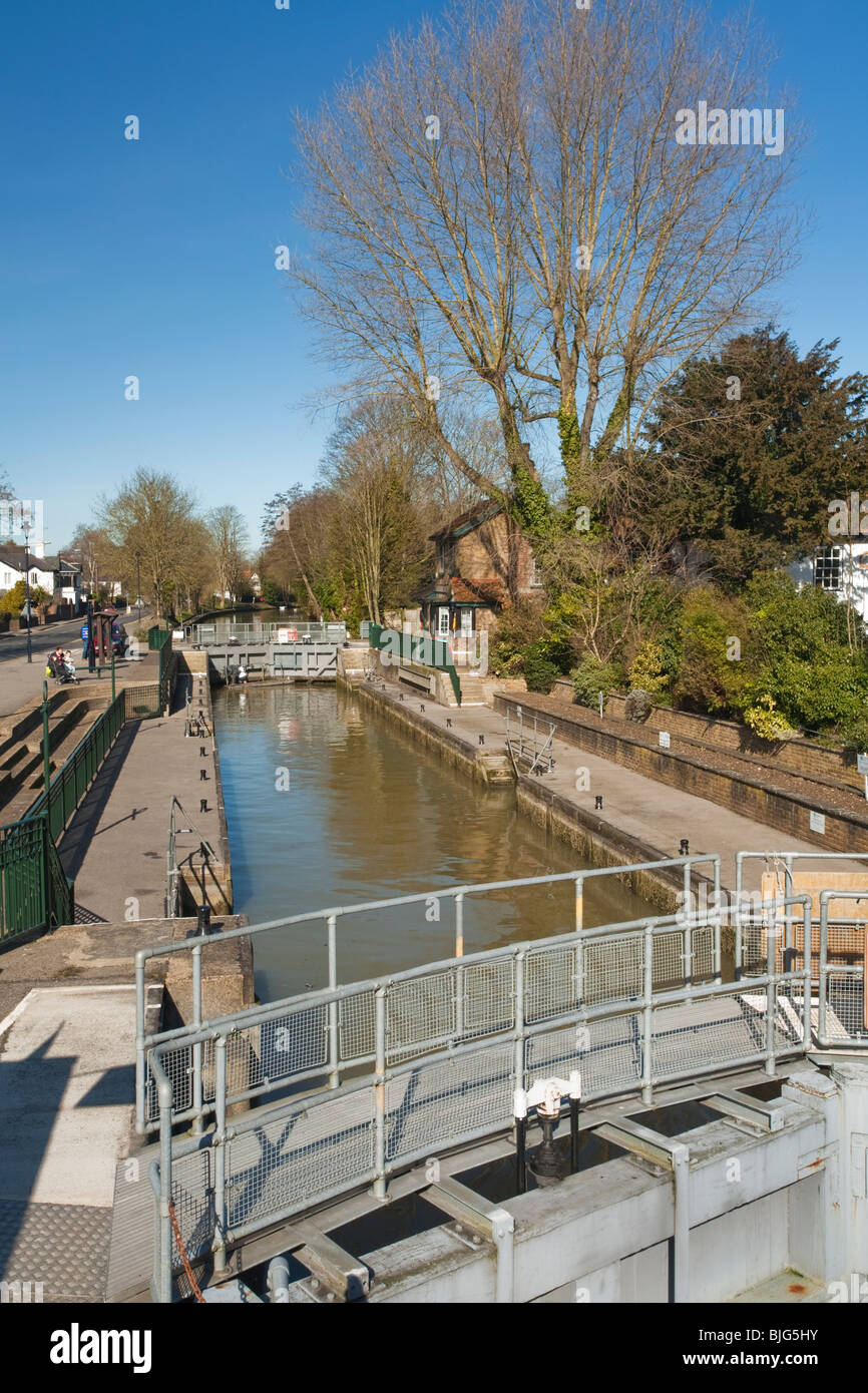 Boulter Lock und Ray Mill Insel auf der Themse in Maidenhead, Berkshire, Großbritannien Stockfoto