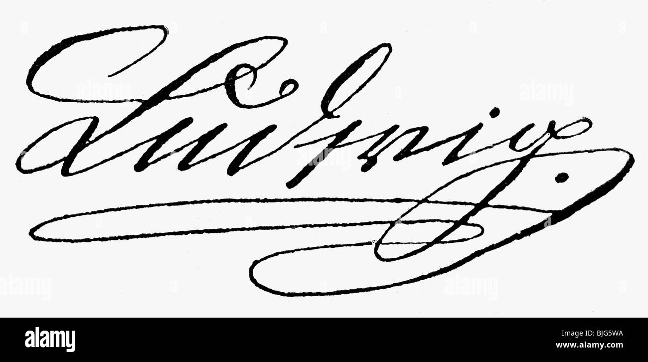 Louis II., 25.8.1845 - 13.6.1886, König von Bayern 10.3.1864 - 13.6.1886, Unterschrift, 1880, Stockfoto