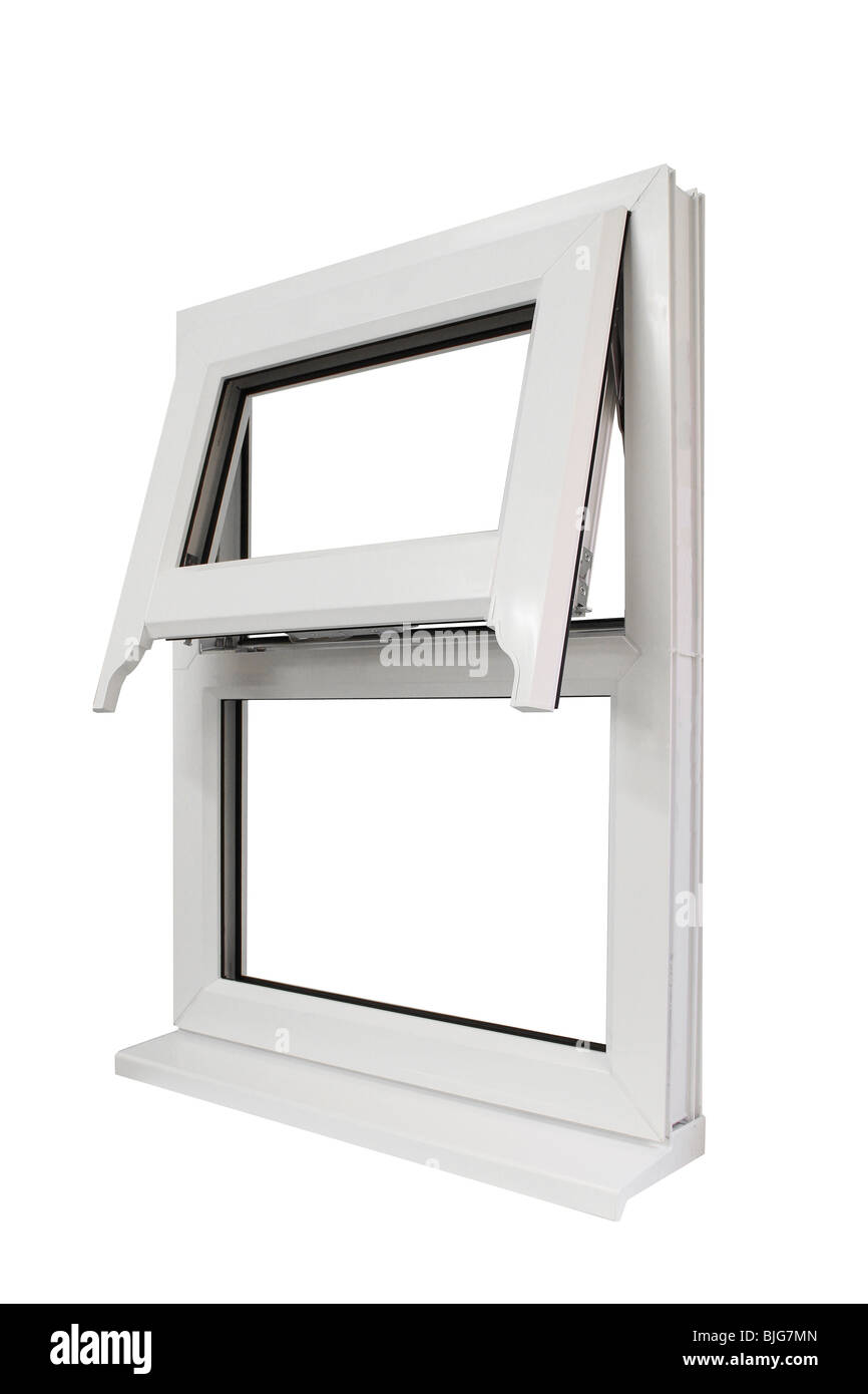 Fenster in weißer UPVC Stockfoto
