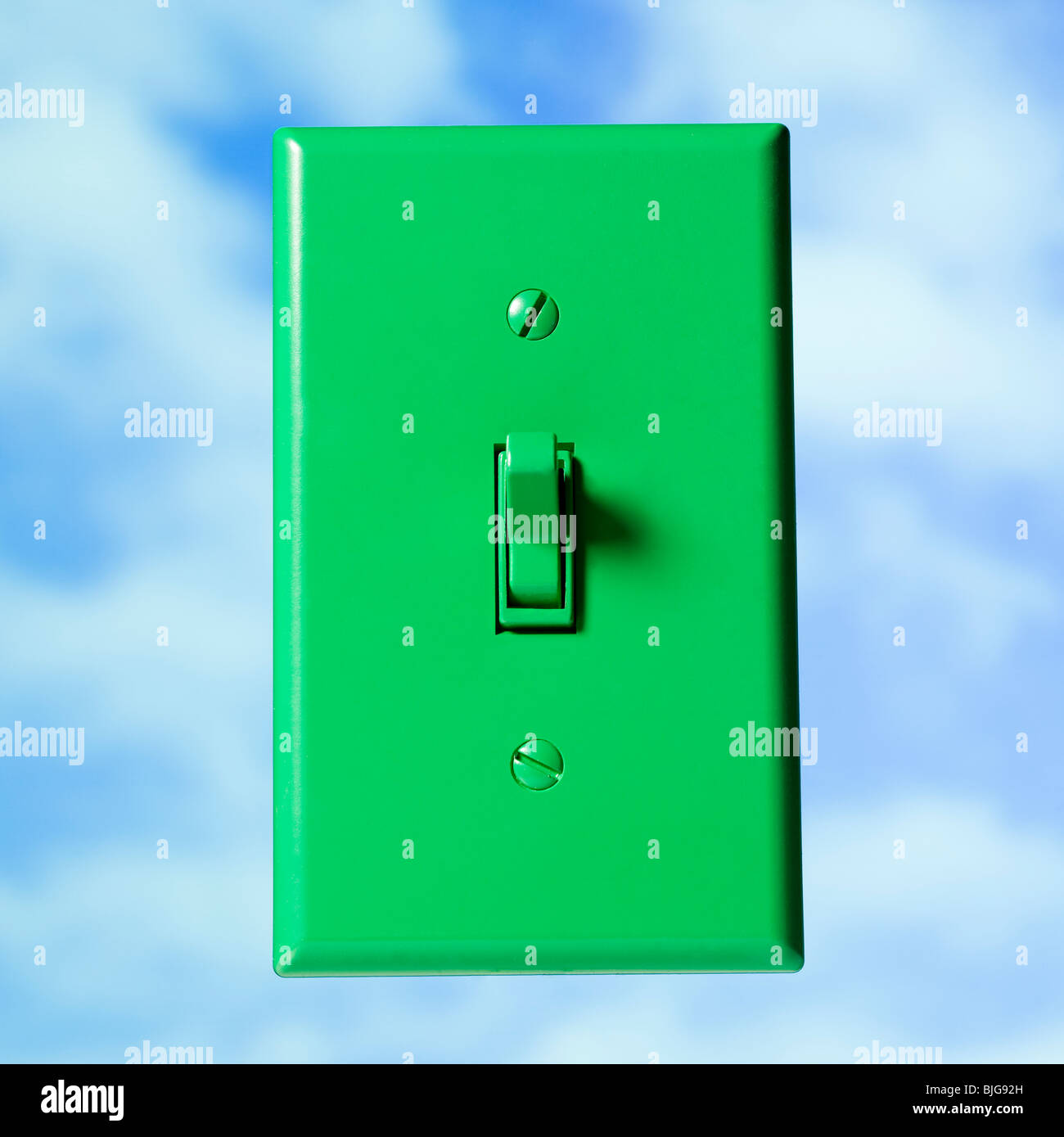 grünes Lichtschalter Stockfoto