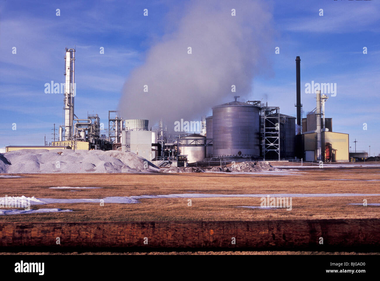 Der Chief Ethanol Fuels Ethanol Brennerei in Hastings, Nebraska, USA. Auf Velvia-Film gedreht. Stockfoto