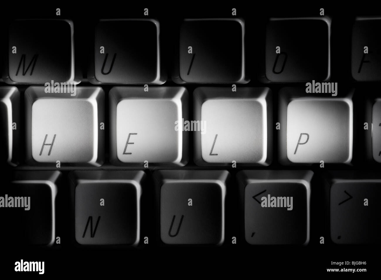 Hilfe geschrieben am Computer-Tastatur-Tasten Stockfoto