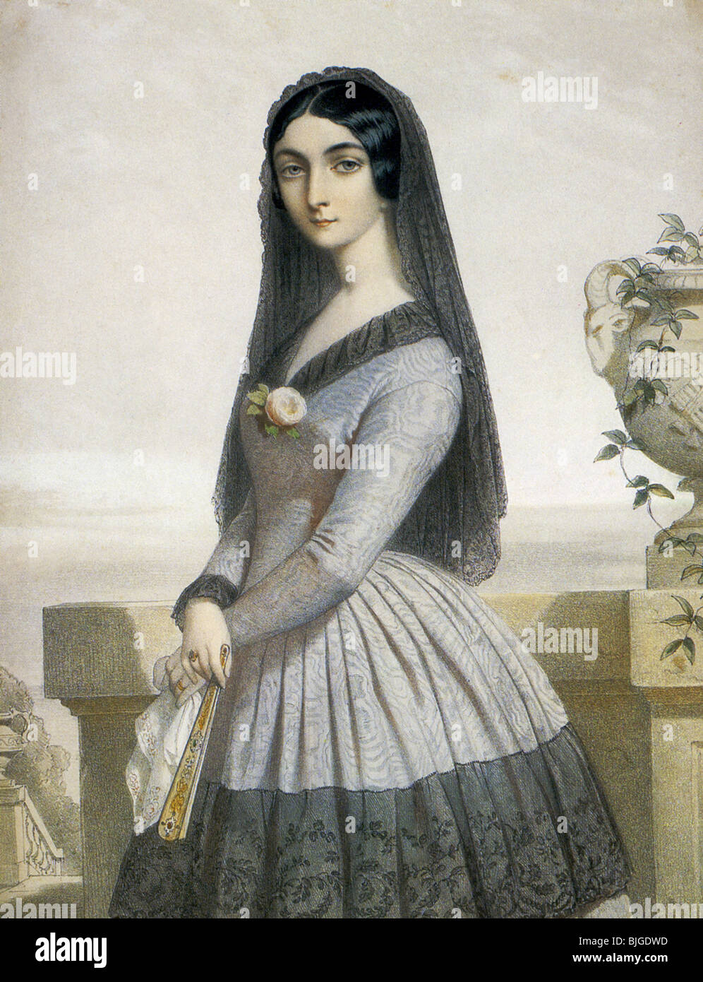 Montez, Lola, 17.2.181 - 17.1.1861, irischer Tänzer, als 'Spaniard', lithographisch von Marie Alexandre Alophe, ca. 1844, Stockfoto