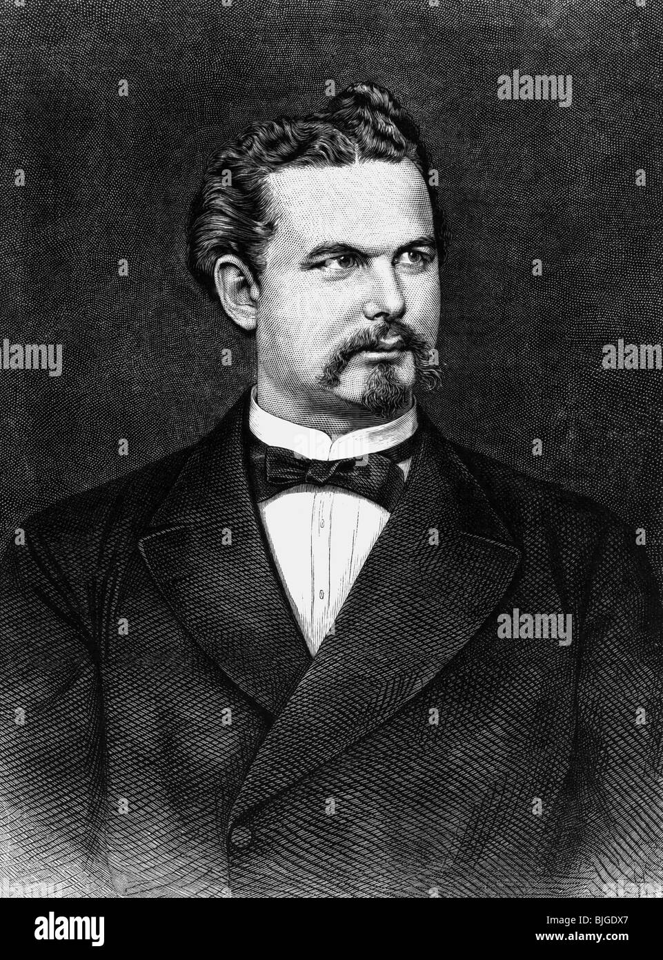 Louis II., 25.8.1845 - 13.6.1886, König von Bayern 10.3.1864 - 13.6.1886, halbe Länge, Holzgravur, ca. 1885, Stockfoto
