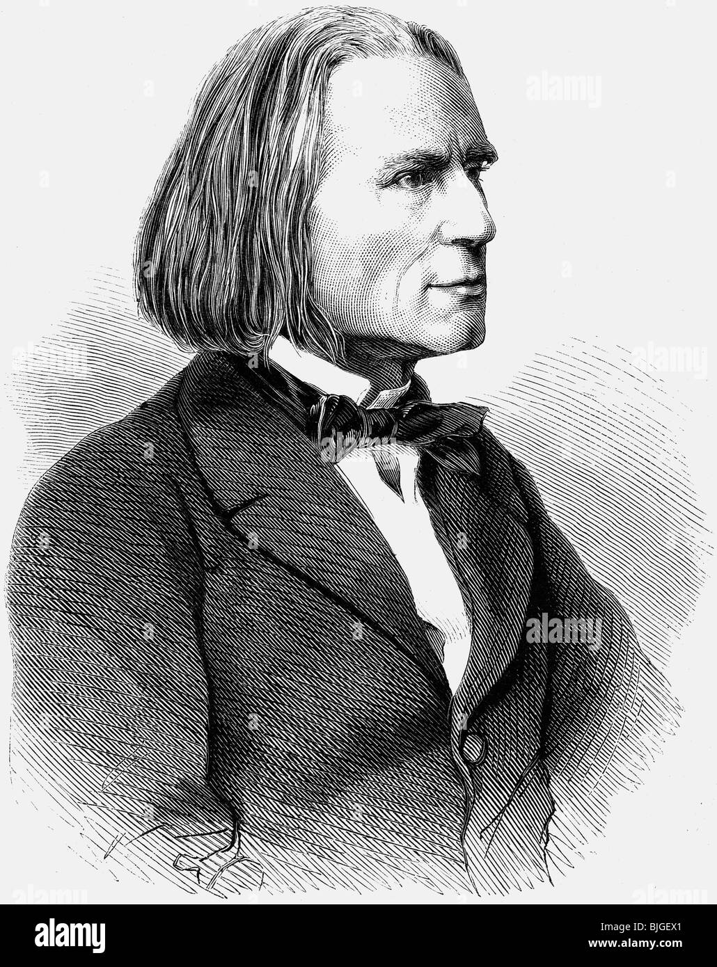 Liszt, Franz, 22.10.11.11 - 31.7.1886, ungarischer Komponist und Pianist, Porträt, Holzgravur, 19. Jahrhundert, Stockfoto