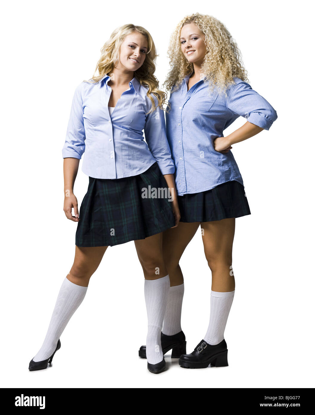 Frauen tragen Schule Mädchen-outfits Stockfoto