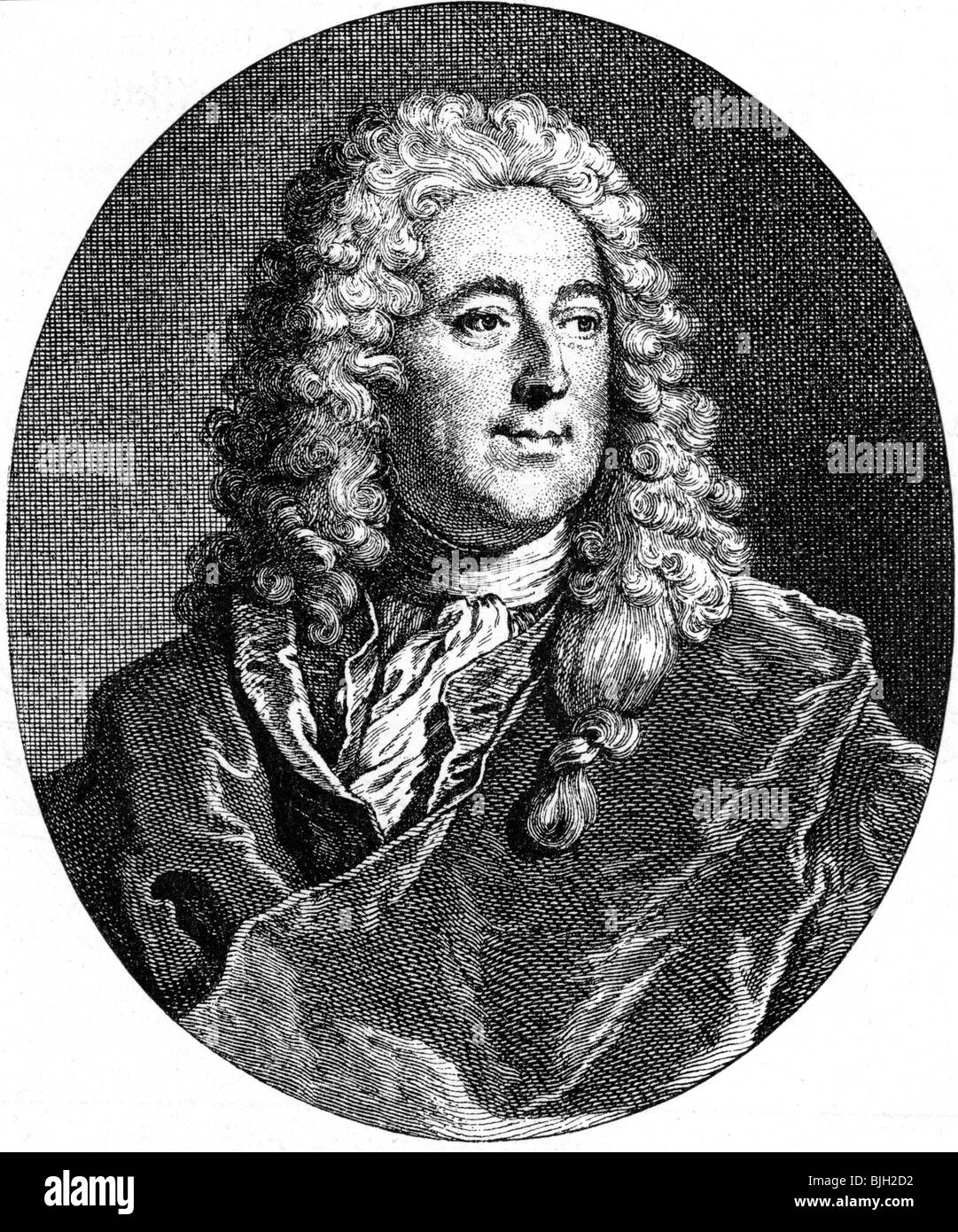 Gesetz, Johannes, 16.4.1671 - 21.3. 1729, schottischer Ökonom und Banker, Porträt, Kupferstich von G. F. Schmidt, 18. Jahrhundert,, Artist's Urheberrecht nicht geklärt zu werden. Stockfoto