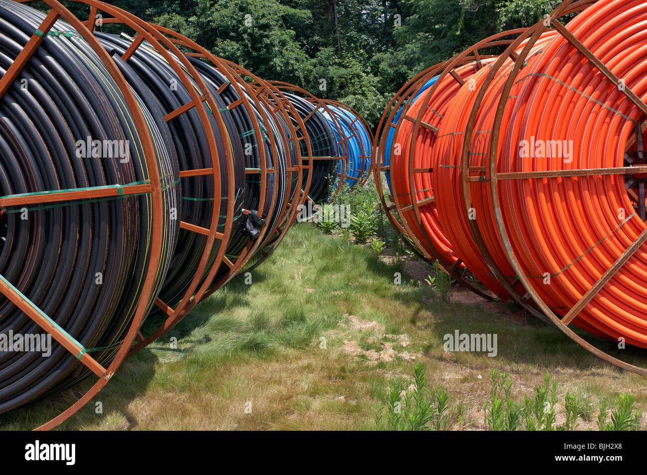 Spool-Massivwand high-Density Polyethylen (HDPE) Conduit. Stockfoto