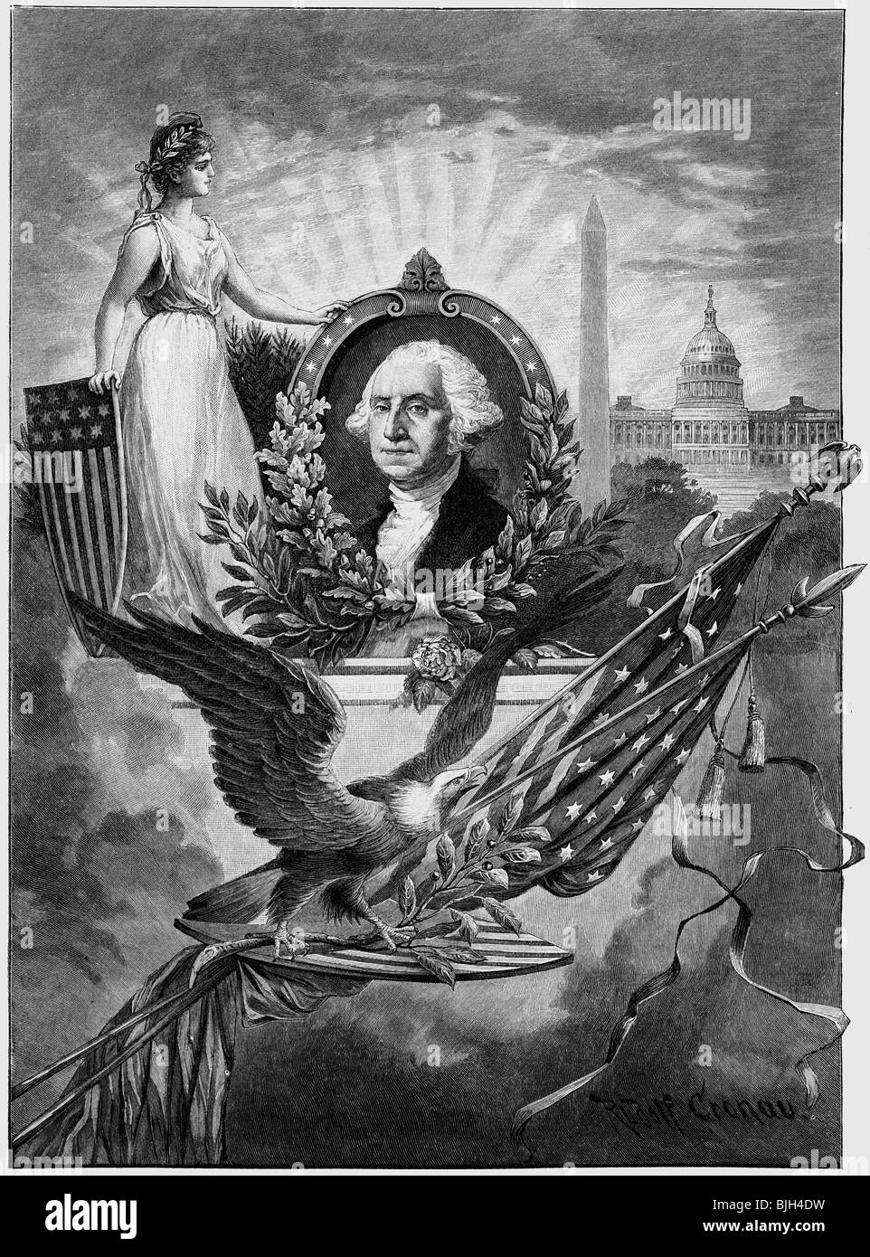 Washington, George, 22.2.1732 - 14.12.1799, amerikanischer General und Politiker, 1. US-Präsident 30.4.1789 - 4.3.1797, Stockfoto