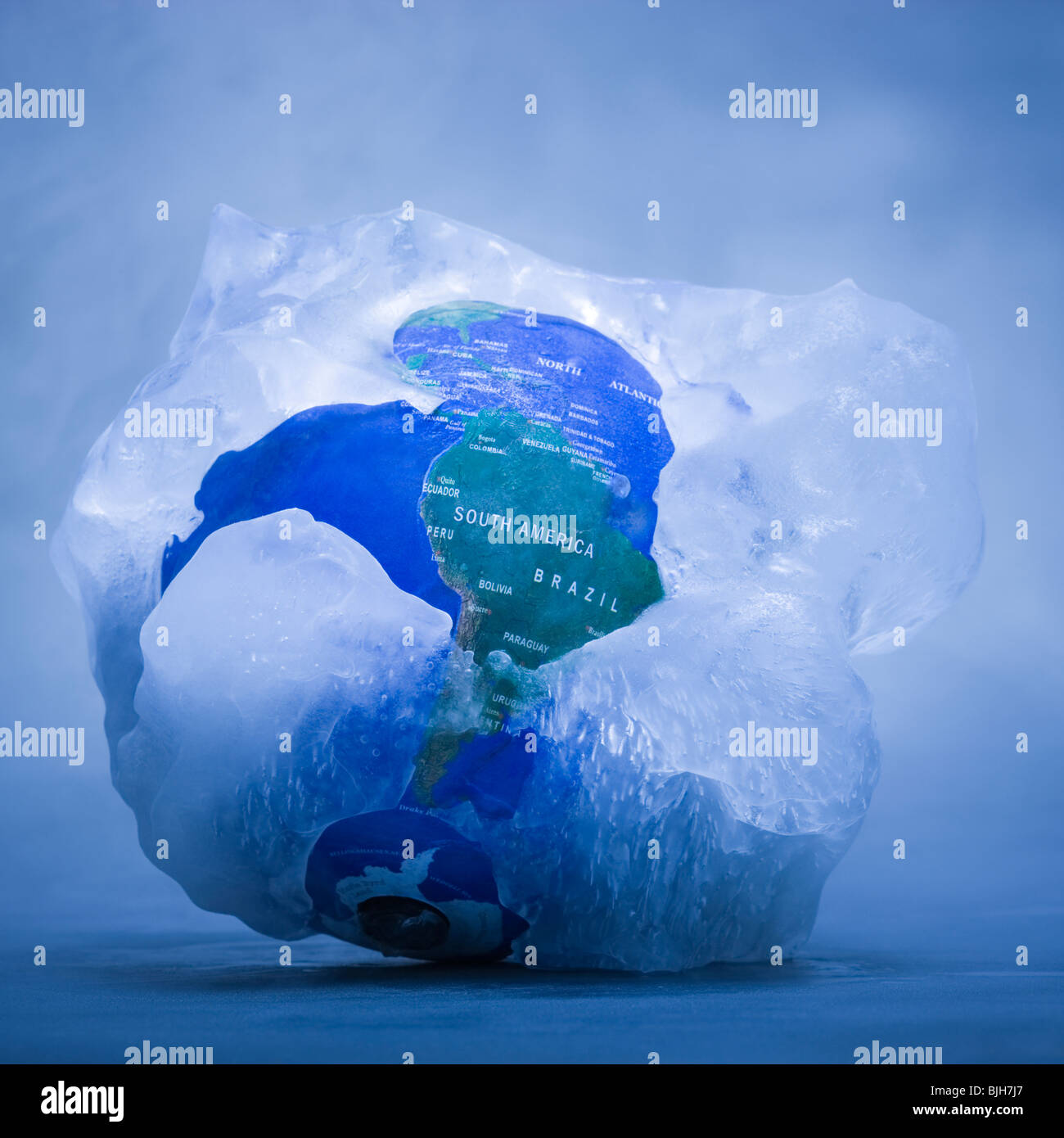 Globus mit Eis bedeckt Stockfoto