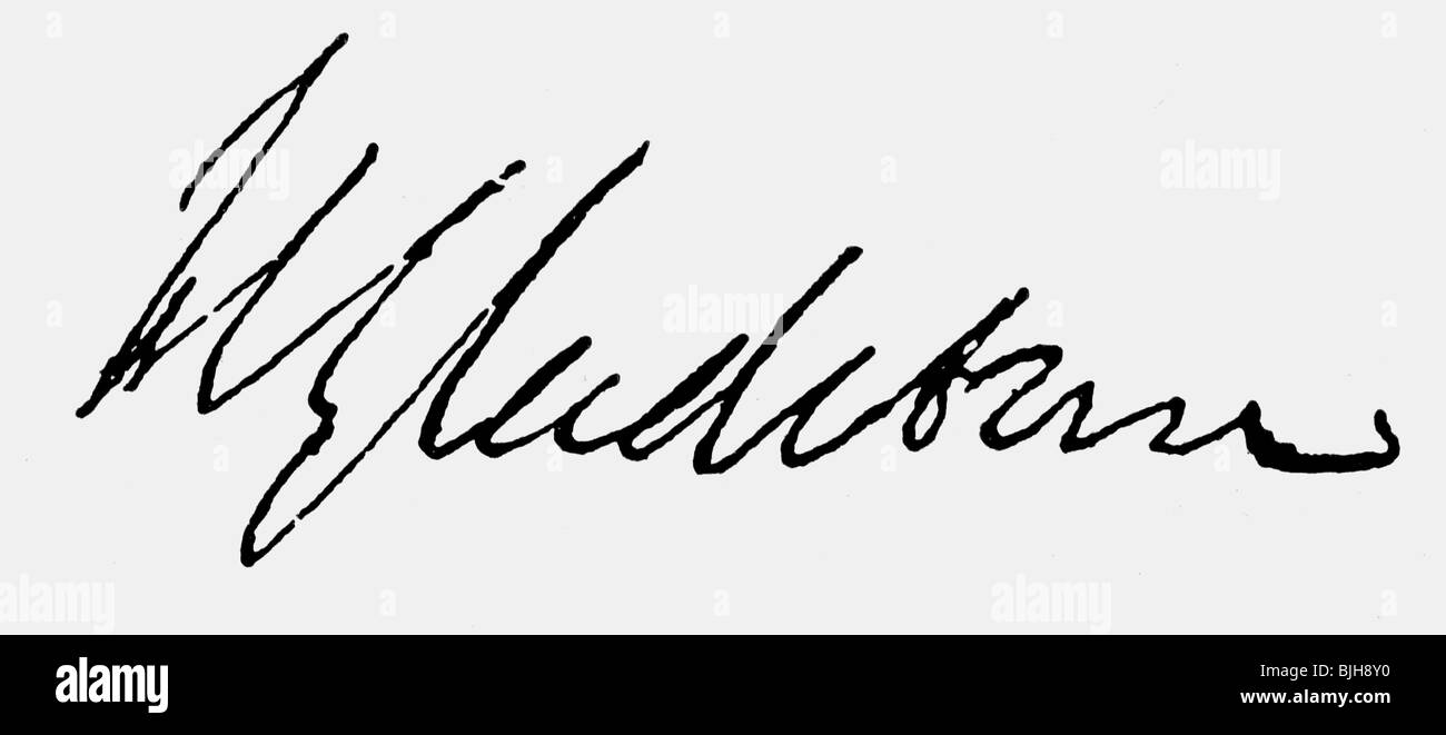 Gladstone, William Eward, 29.12.1809 - 19.5.1898, britischer Politiker (Lib.), Unterschrift, Stockfoto