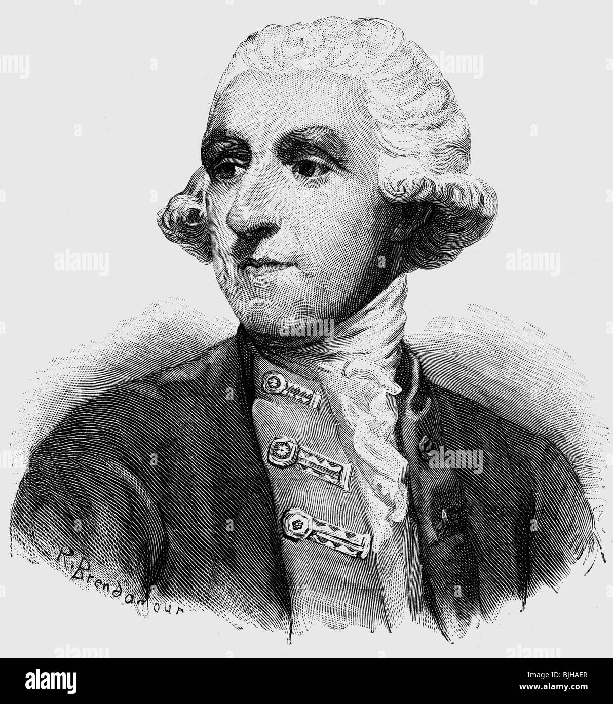 Hood, Samuel, 1st Viscount Hood, 12.12.1724 - 27.1.1816, britischer Admiral, Porträt, Holzgravur von Brendaour, 19. Jahrhundert, Stockfoto