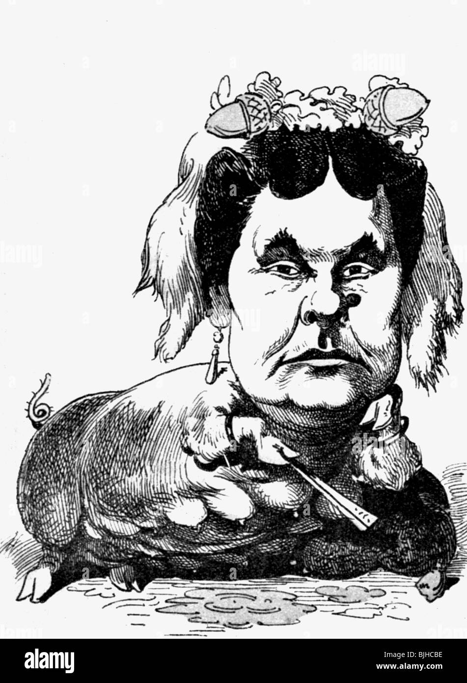 Bonaparte, Mathilde Letizia, 27.5.188 - 2.1.1904/05, französischer Maler, Karikatur, "The Sow" ("La Truie"), Serie "La Menagerie Imperiale", 1870, Stockfoto