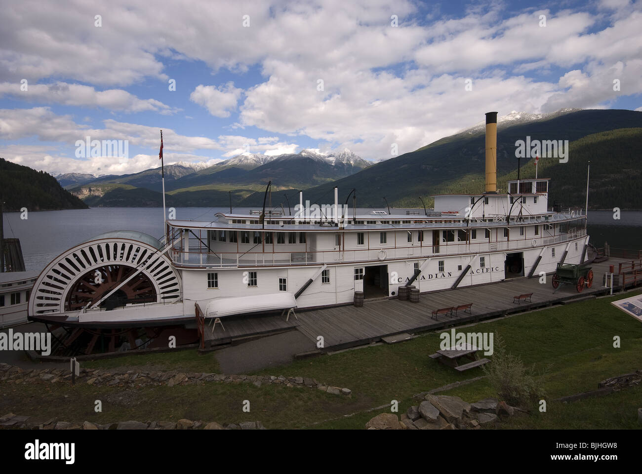 Kanadischer Pazifik Paddle Wheeler Steamboat in Britisch-Kolumbien Stockfoto