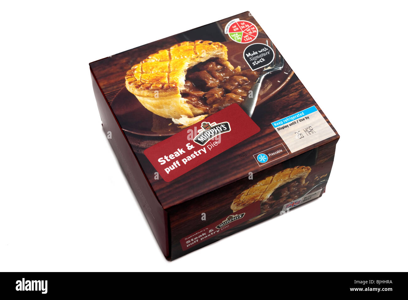 Boxed Murphys Steak und Blätterteig-Torte Stockfoto