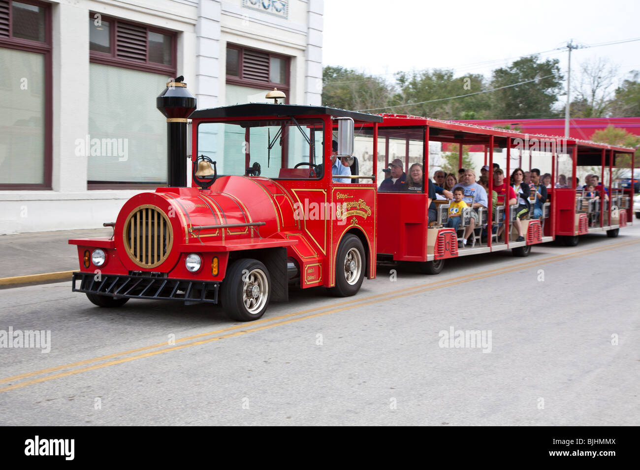 St. Augustine, FL - Jan 2009 - Sightseeing Zug geführte Tour Fahrzeug mit Touristen durch historische St. Augustine, Florida Stockfoto