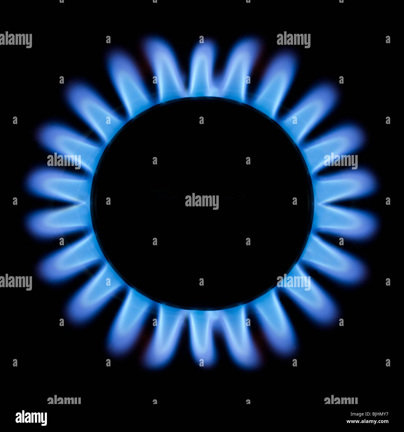 Ofen Brenner Flammen Stockfoto