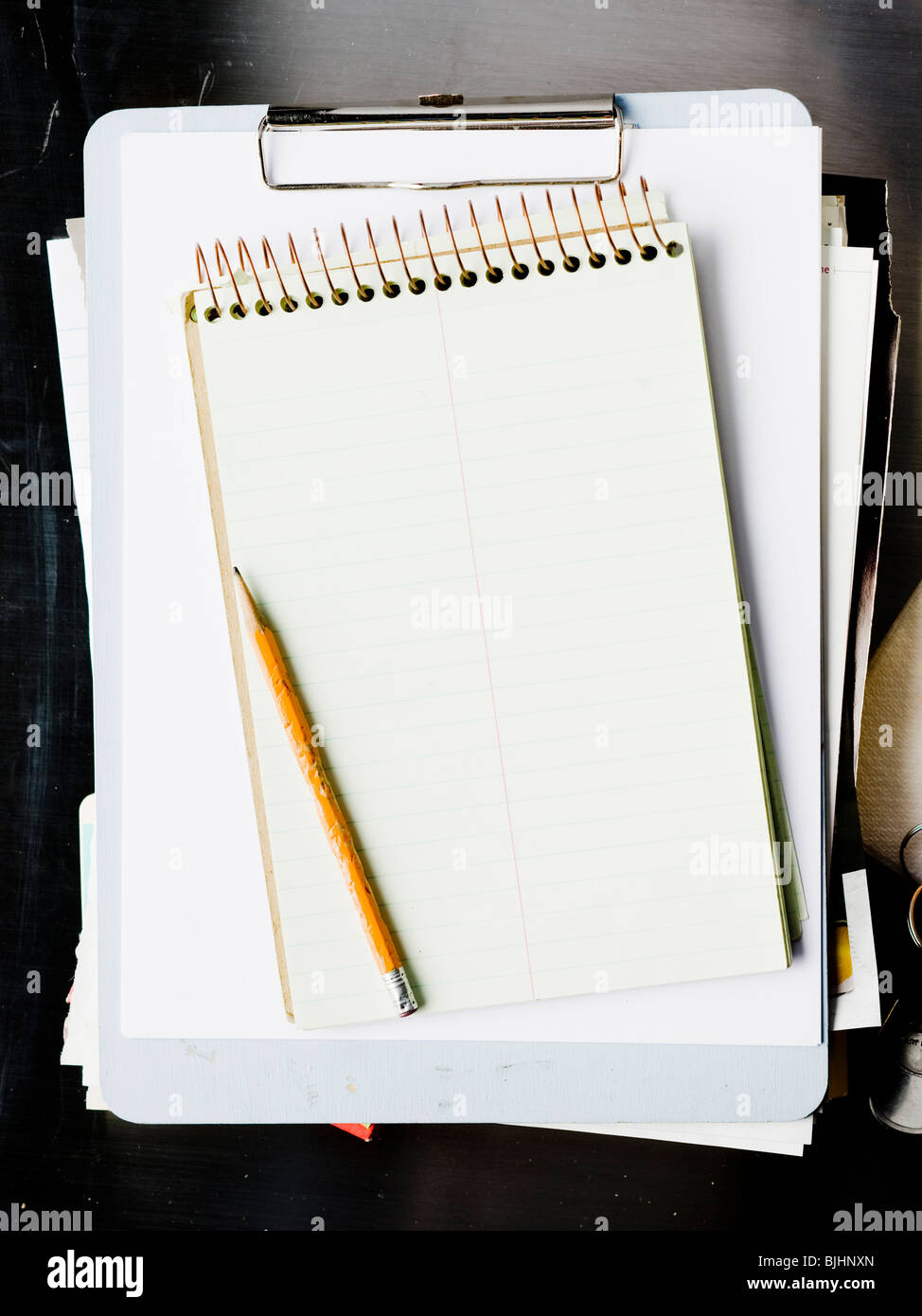 Notebook und Dateien Stockfoto