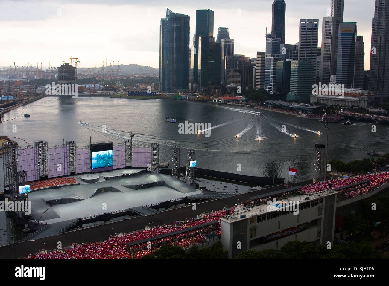 Singapur National Day Parade an der Marina Bay Waterfront-Plattform Stockfoto