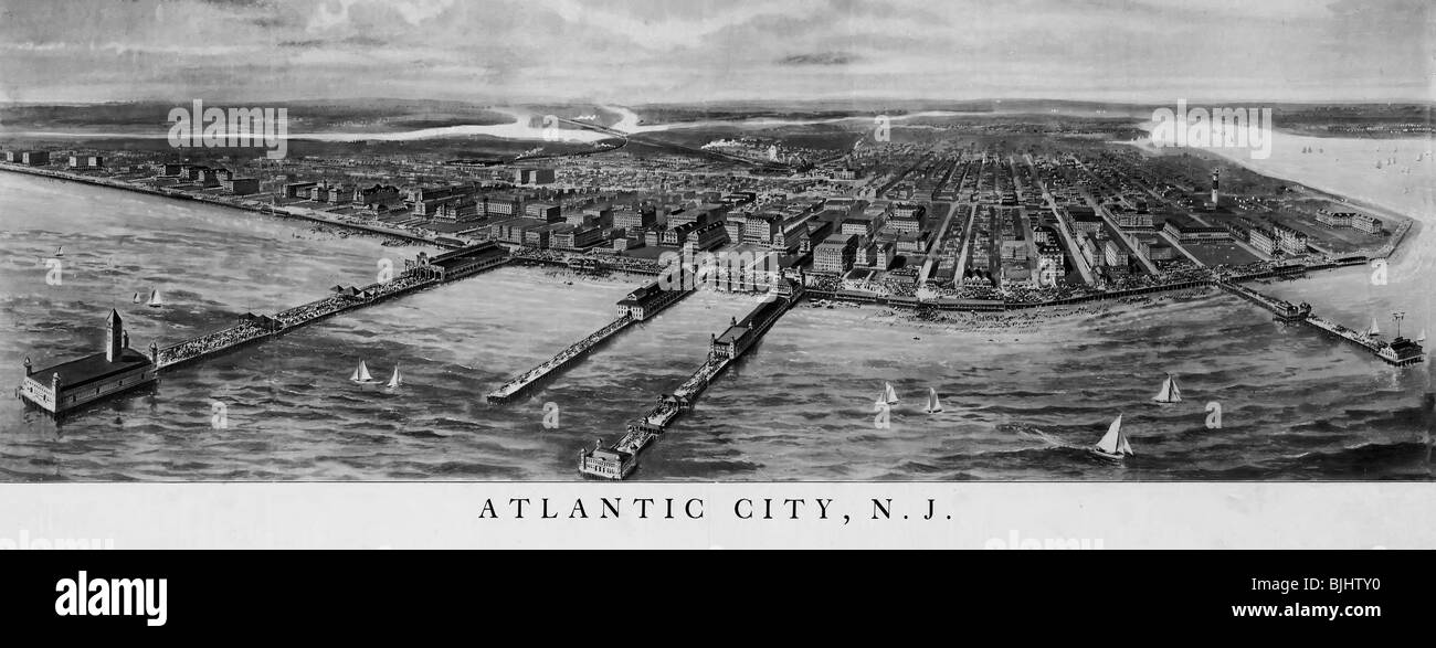 Vogelperspektive von Atlantic City, NJ, 1905 Stockfoto