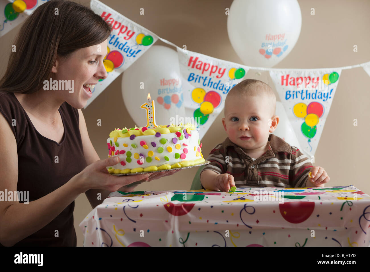 Erster Geburtstag Stockfoto