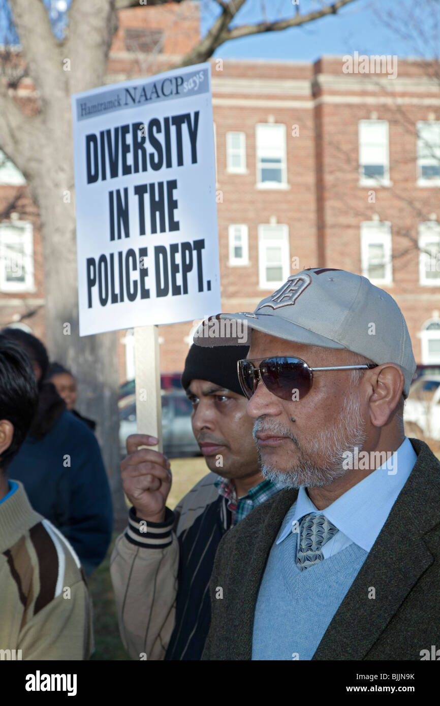 Rallye für mehr Vielfalt und zivile Kontrolle der Polizei Stockfoto
