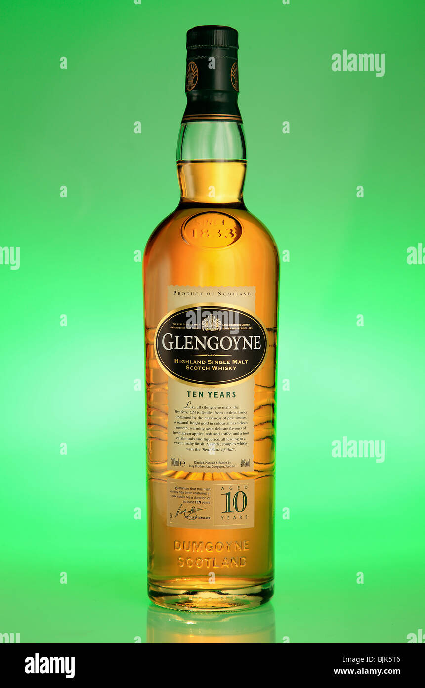 10 jährige Glengoyne single Malt Scotch Whisky. Stockfoto
