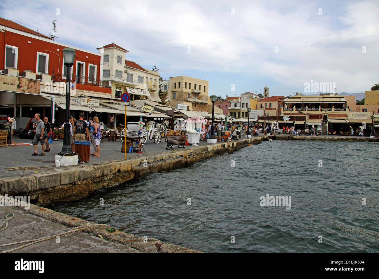 Promenade, venezianischen Hafen, Chania, Kreta, Griechenland, Europa Stockfoto