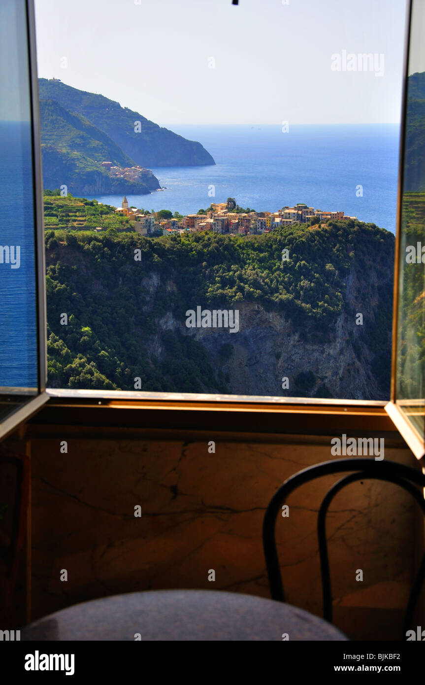 Cafe-Bar Zimmer mit Aussicht Cinque Terre Italien Stockfoto