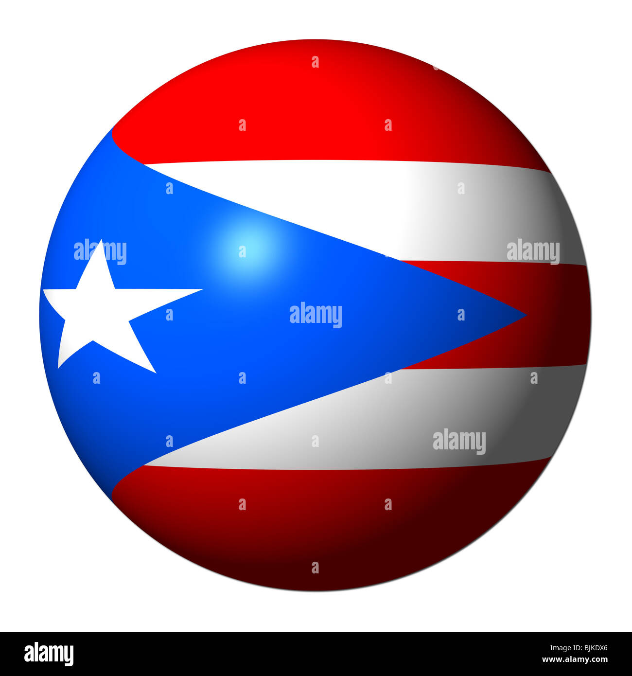 Puerto-Ricanischen Flagge Kugel isoliert auf weißem Abbildung Stockfoto