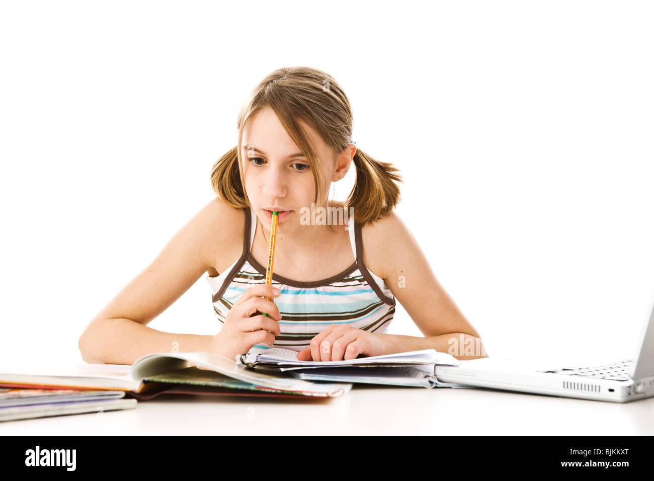 Mädchen auf den compter Stockfoto