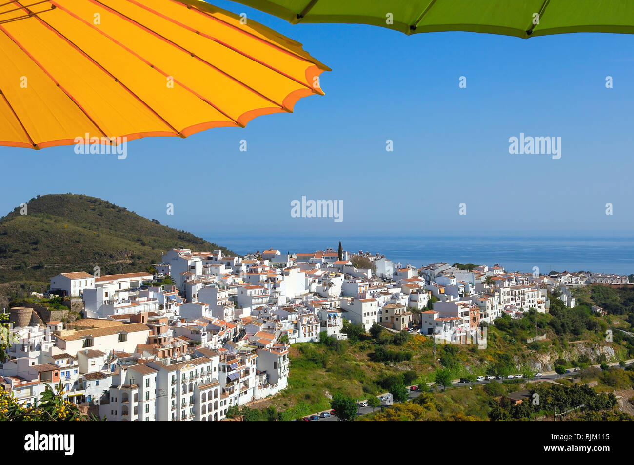 Frigiliana. Berge Axarquia, Provinz Malaga. Costa Del Sol, Andalusien. Spanien Stockfoto