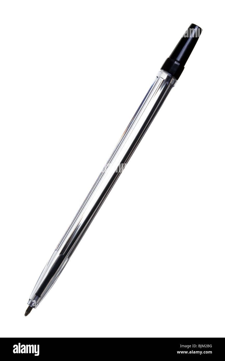 Kunststoff-Einweg-Kugelschreiber Stift isoliert auf weißem Hintergrund Stockfoto