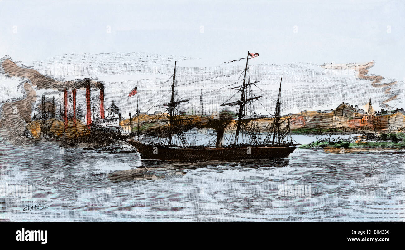 Der Konföderierten Cruiser umter' aus New Orleans, Juni 1861. Hand - farbige Holzschnitt Stockfoto