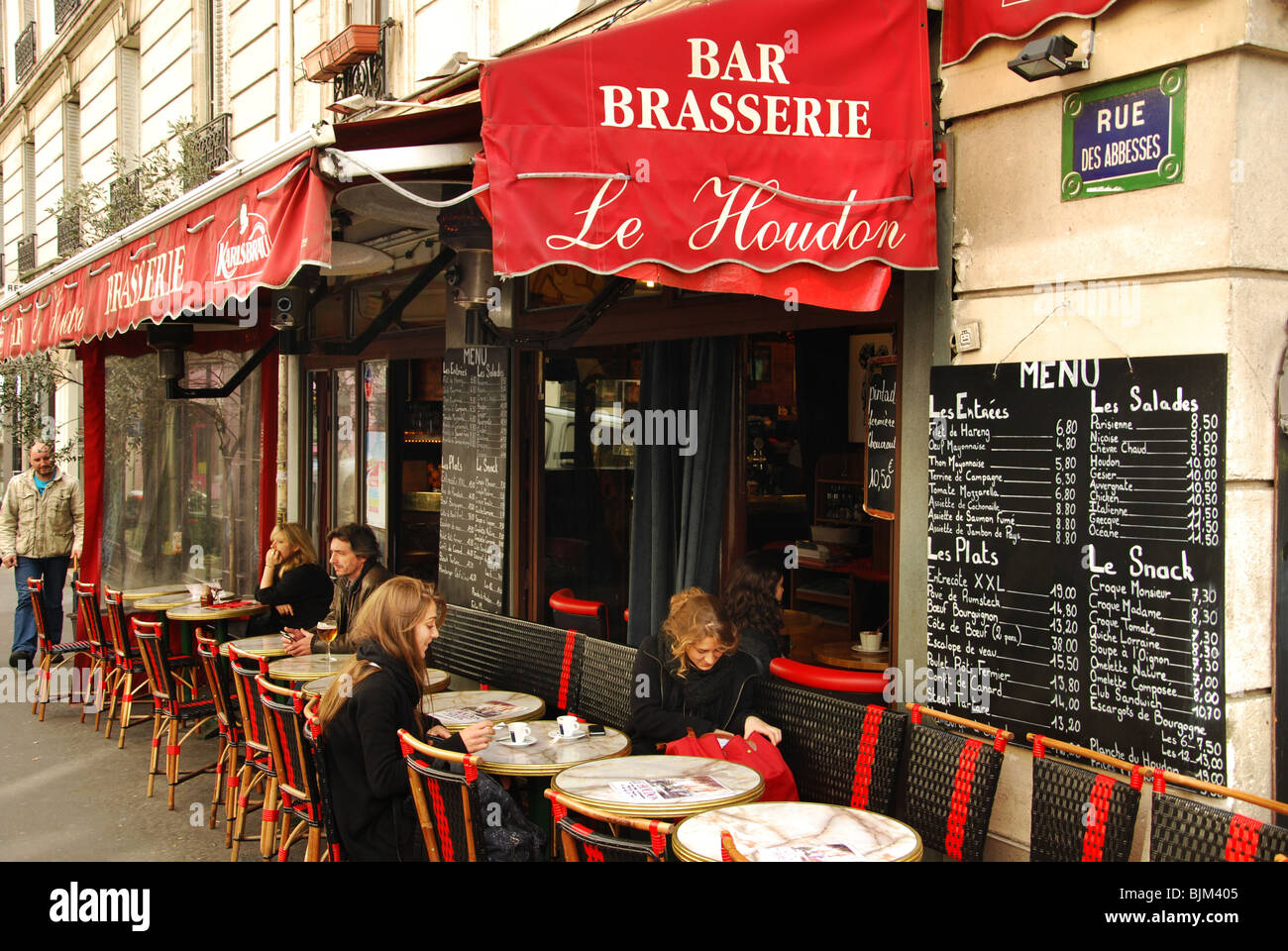 Menü im Restaurant Paris Montmartre-Paris-Frankreich Stockfoto