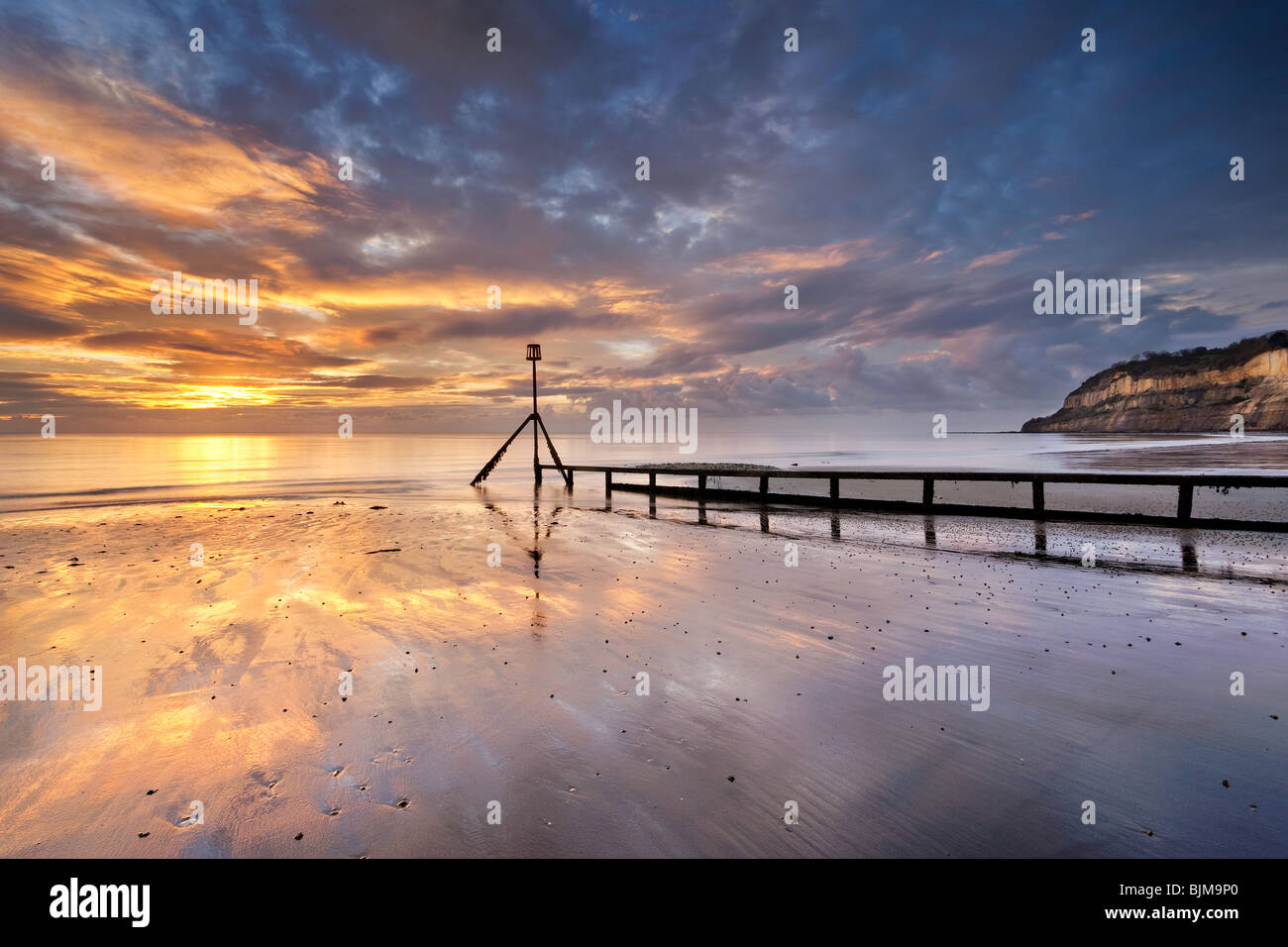 Sonnenuntergang über Shanklin Strand. Isle Of Wight, England, Vereinigtes Königreich Stockfoto