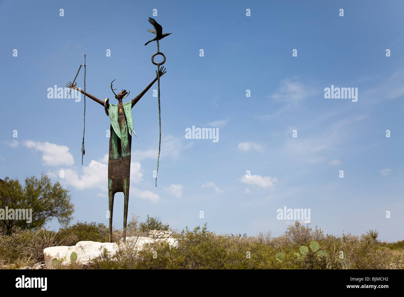 Metall-Statue des Schamanen indische Seminole Canyon State Park Val Verde County Texas Stockfoto