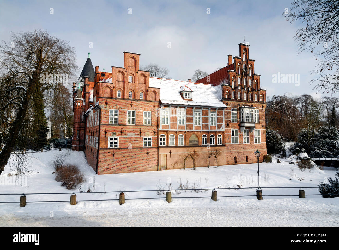 Die Bergedorfer Schloss Burg im Winter in Bergedorf, Hamburg, Deutschland, Europa Stockfoto