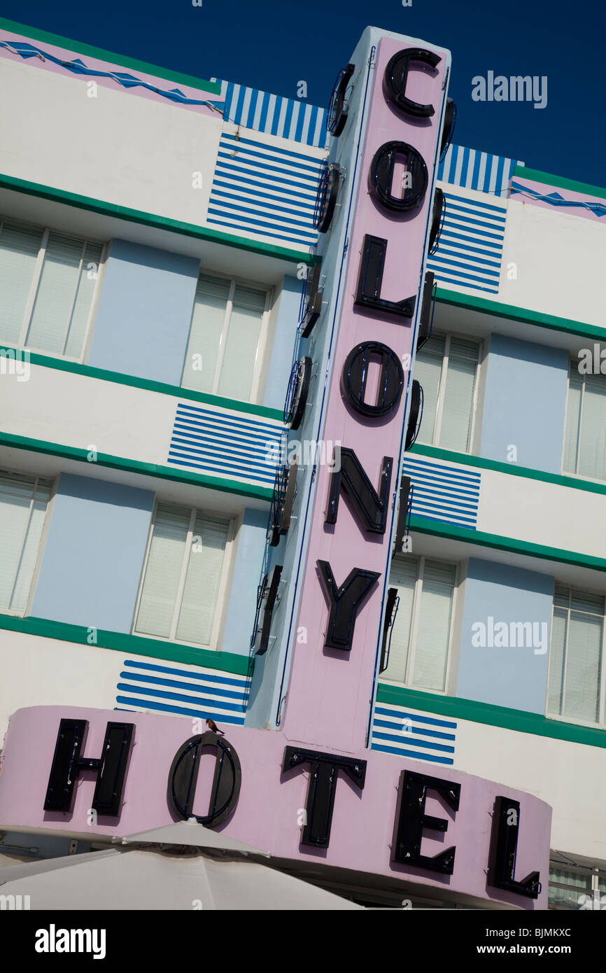 Das Colony Hotel 736 Ocean Drive, Miami Beach, Florida, USA Stockfoto