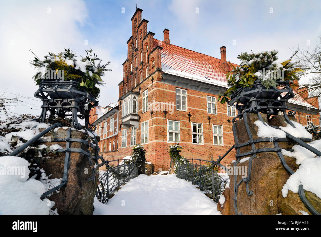 Die Bergedorfer Schloss Burg im Winter in Bergedorf, Hamburg, Deutschland, Europa Stockfoto