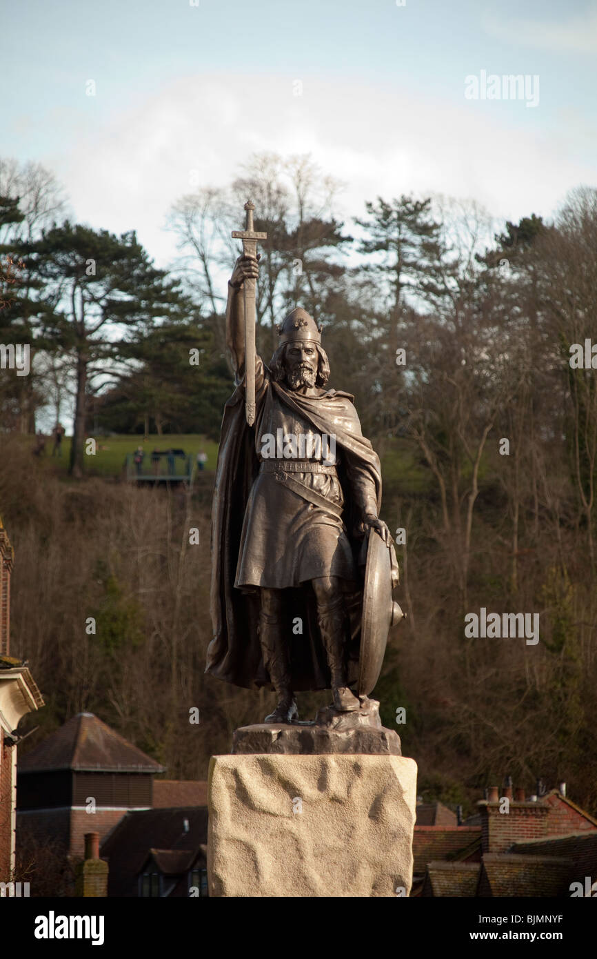 König Alfred der große Statue Winchester, England. Stockfoto