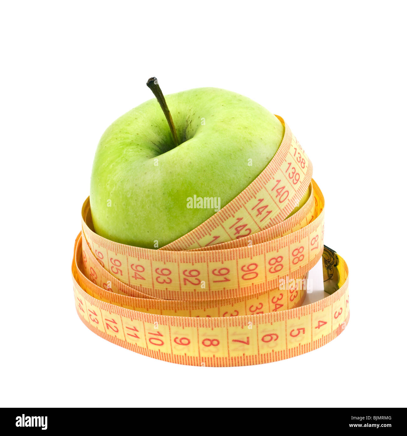 Grüner Apfel und gelb m Stockfoto