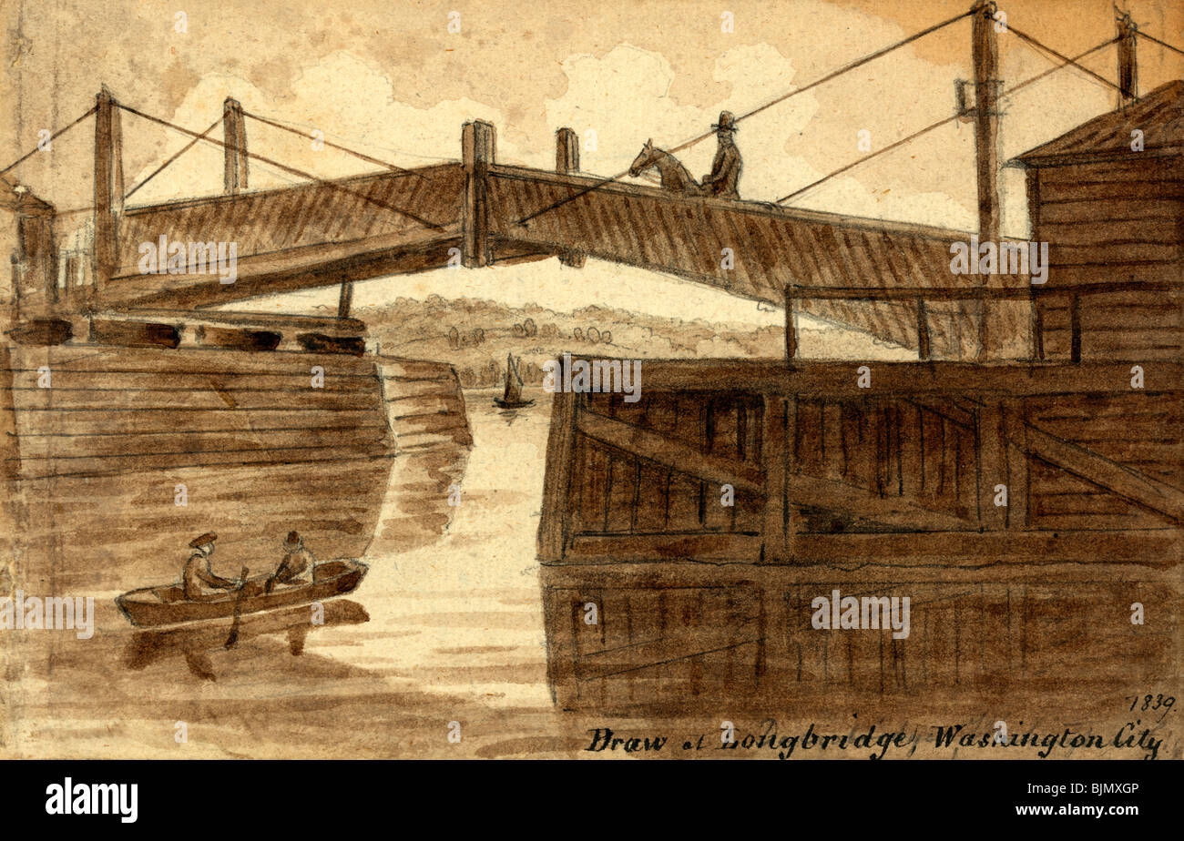 Zeichnen Sie in Longbridge, Washington City, Washington DC USA 1839 Stockfoto