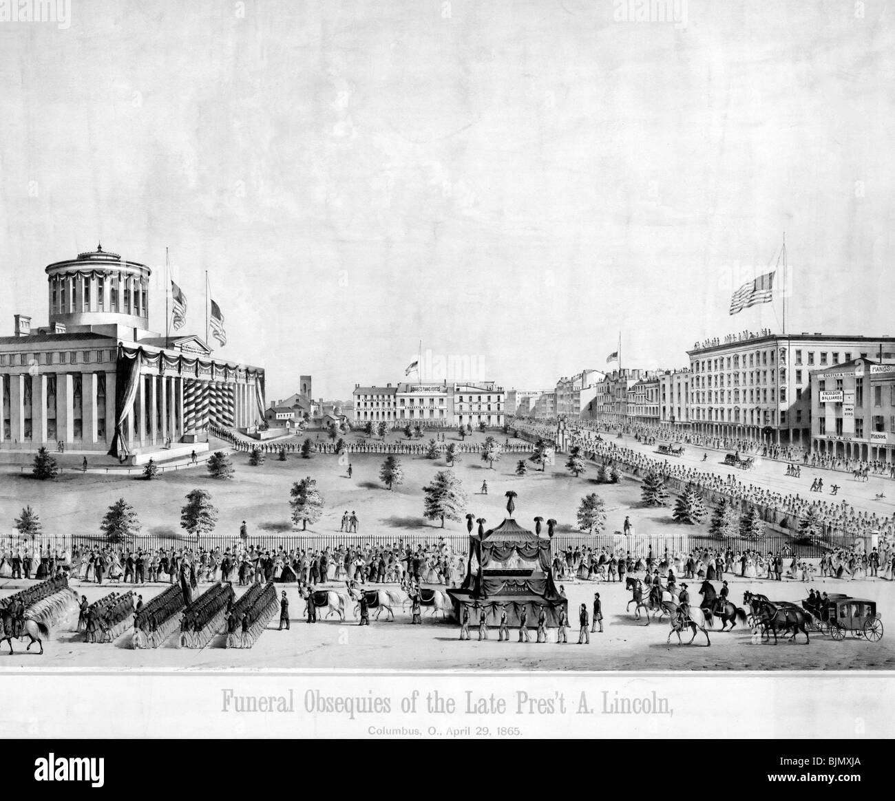 Beerdigung Begängnis des späten Präsidenten Abraham Lincoln, Columbus, Ohio, 29. April 1865 Stockfoto