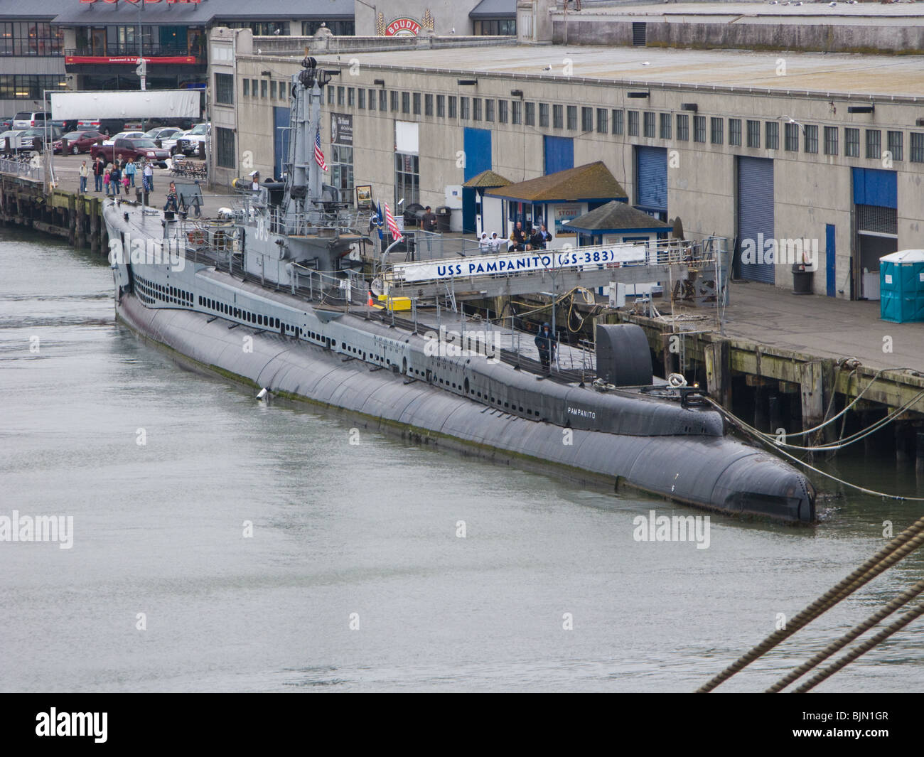 Das Museum u-Boot USS PAMPANITO in San Francisco. Stockfoto