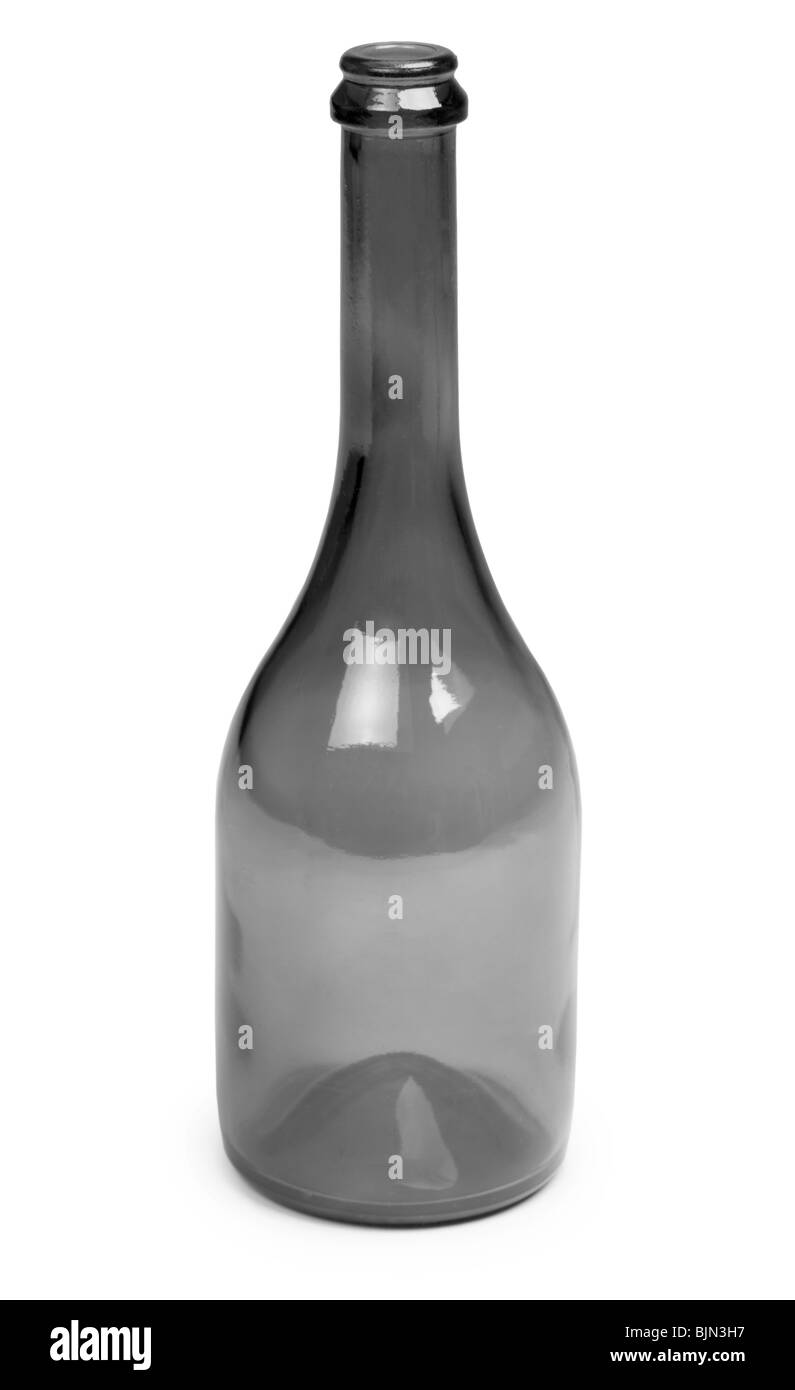 Glasflasche - ein Symbol des Alkoholismus, isoliert auf weißem Hintergrund Stockfoto