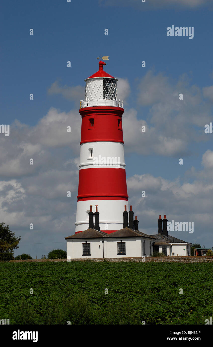 Happisburgh Leuchtturm an der Küste North Norfolk erbaut 1790, ist der einzige unabhängig betriebene Leuchtturm in Großbritannien Stockfoto