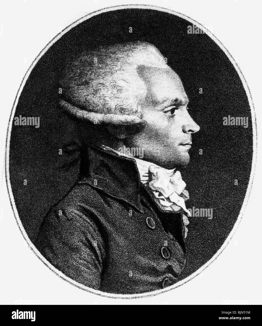 Robespierre, Maximilien de, 6.5.1758 - 28.7.1794, französischer Politiker, Mitglied des Ausschusses für Öffentliche Sicherheit 27.7.1793 - 27.7.1794, Porträt, zeitgenössischer Kupferstich von Katz nach dem Lackieren von Guerin,, Artist's Urheberrecht nicht gelöscht werden Stockfoto